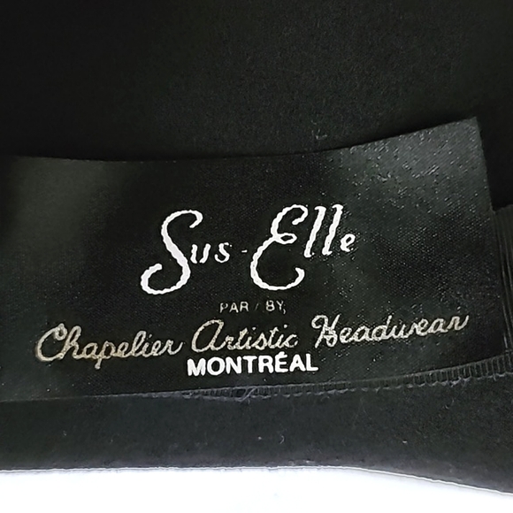 Sus Elle Women's Black Cloche Bowler Hat 100% Wool Side Bow - Picture 10 of 12